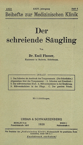 Obálka a úvodní odstavce jeho práce (1928) z fondu Národní lékařské knihovny v Praze