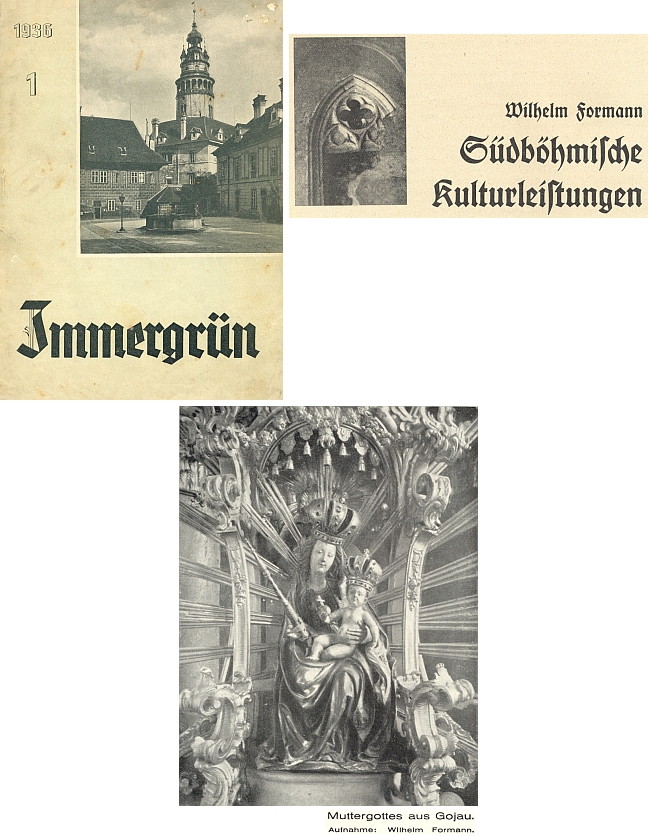 Jeho snímek Madony Kájovské pochází ze "šumavského" čísla varnsdorfského měsíčníku "Immergrün" (1936), kam napsal článek o kulturním bohatství jižních Čech