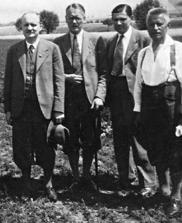 Erich Gierach, Leonhard Franz, Kurt Willvonseder a Karl Schirmeisen na výzkumu v Uničově roku 1936