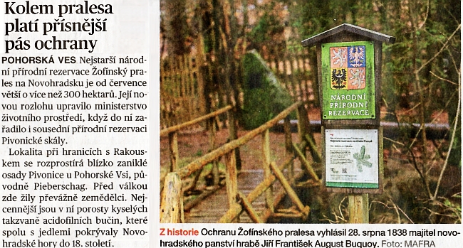Od roku 2026 patří Pivonické skály do rezervace Žofínský prales