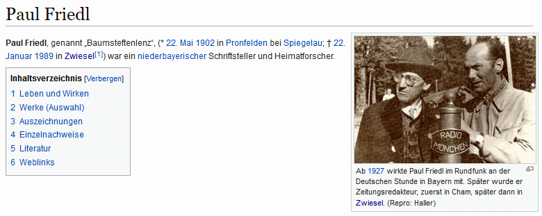 O něm na webových stránkách RegioWiki Niederbayern