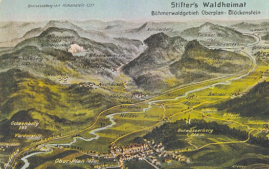 Panoramatické pohledy na okolí Horní Plané (pohlednice)