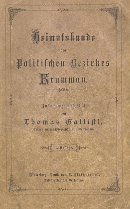 Obálka prvého a druhého vydání jeho vlastivědy "politického okresu Krumlov"