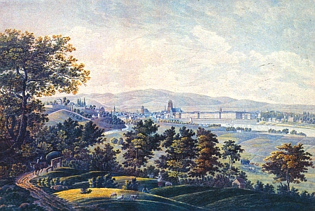 Pohled na Frankfurt nad Mohanem kolem roku 1840