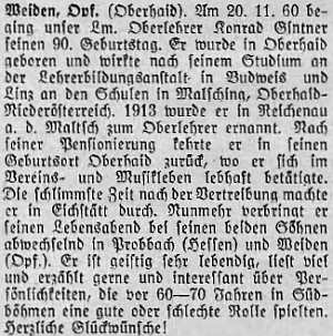 Blahopřání k jeho 90. narozeninám na stránkách krajanského měsíčníku