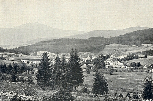 Železná Ruda s Javorem na pohlednici Josefa Seidela