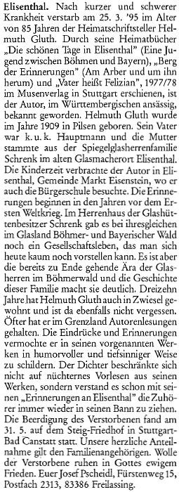 Autorem nekrologů v krajanských časopisech (jeden vyšel s chybou v letopočtu, v obou je zvláštní dlouhá doba mezi údajnými daty úmrtí a pohřbu) byl Josef Pscheidl