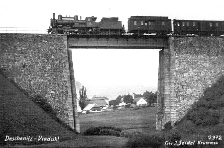 Dešenický viadukt na pohlednici firmy Josef Seidel...