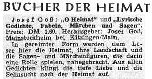 Inzerát na dvě knihy jeho veršů se objevil v září 1954 na stránkách ústředního listu vyhnaných krajanů