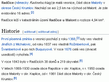 Rodné Radčice ve Wikipedii (klikněte na náhled)