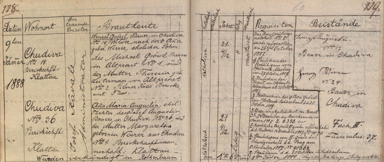 ... a druhé svatbě v oddací matrice farní obce Červené Dřevo