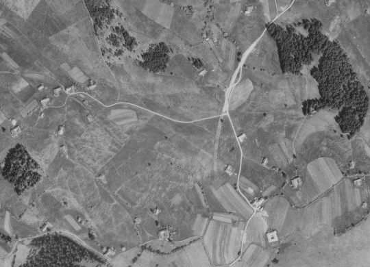 Letecké snímky Zadního Boru z let 1952 a 2007