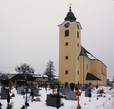 Farní kostel v Leopoldschlagu, kde byla pokřtěna