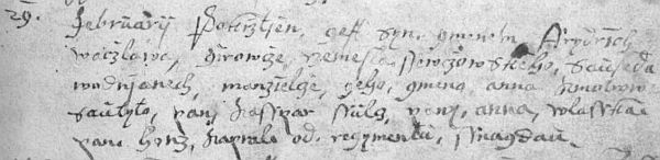 Česky psaný záznam o křtu dědově ve vodňanské matrice