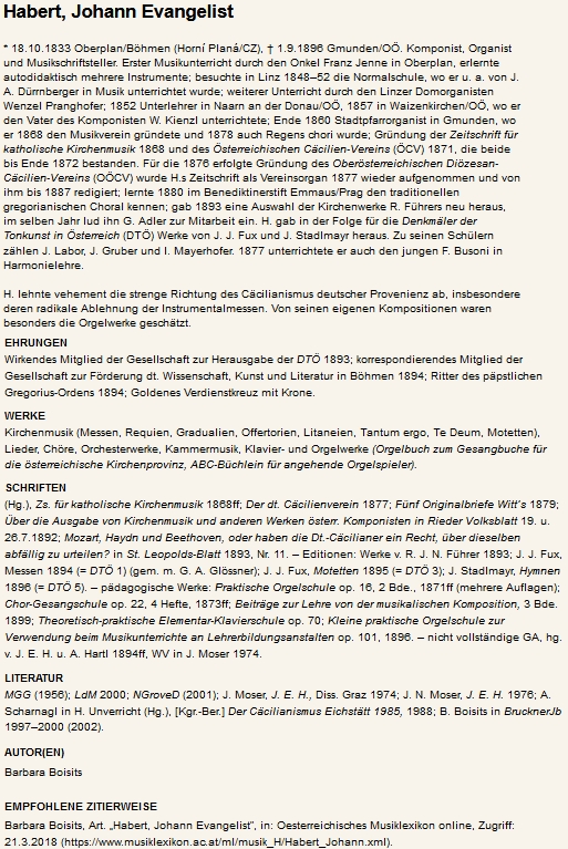 Jeho heslo v rakouském hudebním lexikonu