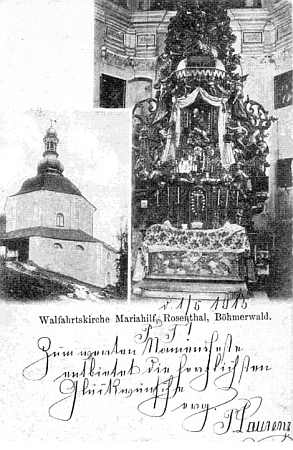 Tato pohlednice poutní kaple pochází z roku 1915 a doprovází článek, který v roce 2008 vybízí k její záchraně a přetiskuje z Kohoutího kříže i báseň "Matka bez domova"