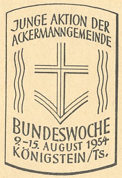 Pozvánka na spolkový týden Junge Aktion der Ackermann-Gemeinde v srpnu 1954