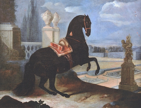 Dva jeho obrazy osedlaných vraníků se schwarzenberským výžehem, které jsou dnes umístěny v tzv. Hamiltonově kabinetu na zámku Hluboká
