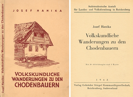 Obálka a titulní list (1943) knihy o jeho národopisných putováních po Chodsku
vydané v Liberci v nakladatelství bratří Stiepelů