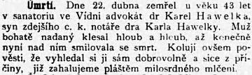 Zpráva o jeho smrti v českých novinách naznačuje to, co je nám dnes díky příčině úmrtí jasnější