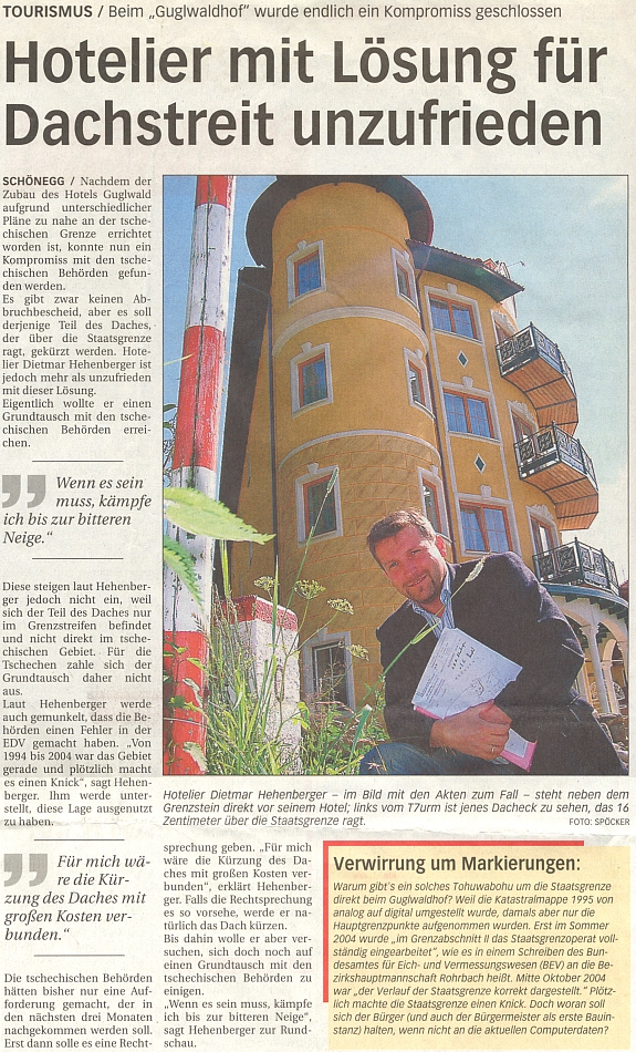 "Případ Guglwaldhof" v rakouském regionálním tisku