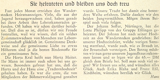 V článku "I po svatbě nám zůstali věrni" se tu o ní rozepsal Erich Hans