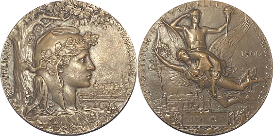 Medaile, kterou byl vyznamenán světové výstavě v Paříži v roce 1900