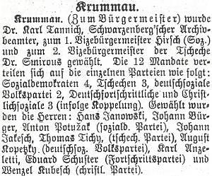 Ve zprávě o volbě českokrumlovského starosty v léte 1919 je "přejmenován" na Hirsche