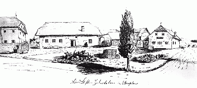 Rodný dům Adalberta Stiftera na jeho kresbě (1853)