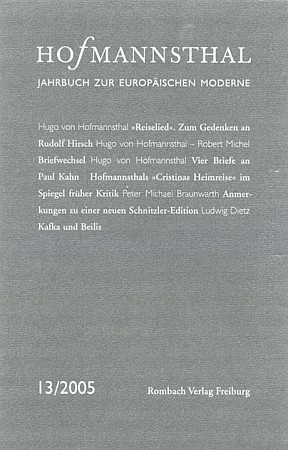 Obálka (2005) už 13. svazku ročenky Hugo von Hofmannsthal-Gesellschaft vydané nakladatelstvím Rombach ve Freiburgu s příspěvkem o jeho vztahu k Robertu Michelovi s jejich korespondencí z let 1898-1929