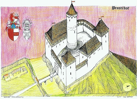 Rekonstrukce původního vzhledu hradu Kopec u Prostiboře