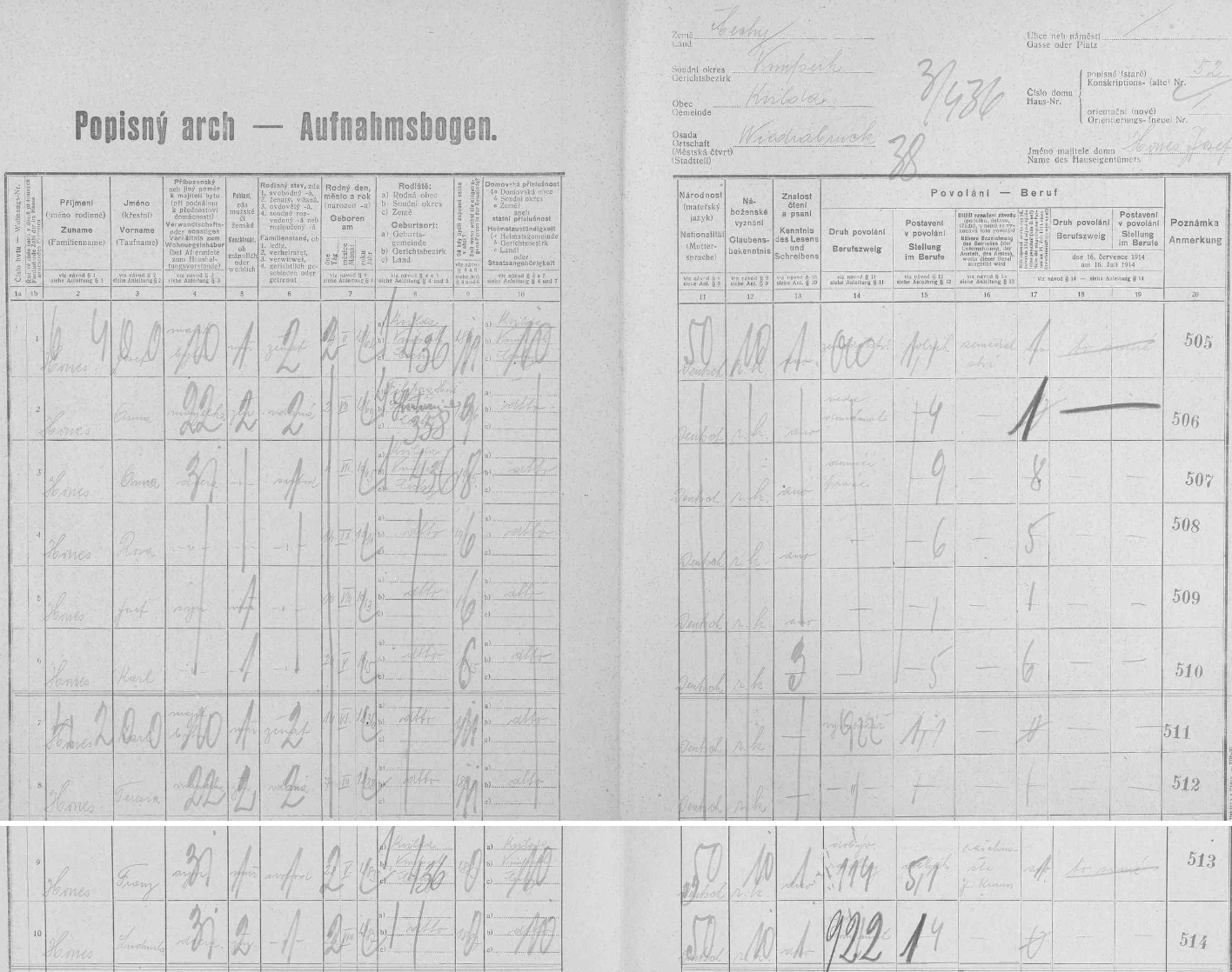 Archy sčítání lidu z roku 1921 ji uvádějí na samém konci tehdy čtyřiatřicetiletou
