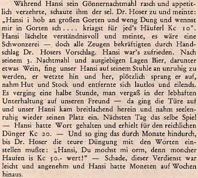 Setkáváme se s ním v jednom pokračování textu A. K. Leinera "Hansis Lebensbild"