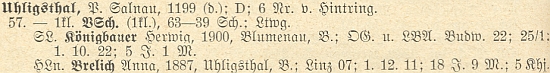 Záznam o jejím otci a škole v Uhlíkově v soupise německého učitelstva v Čechách k roku 1928