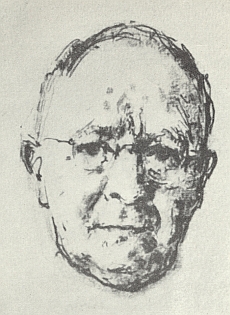 Na kresbě perem, jejímž autorem je Rudolf Wernicke (1898-1963)