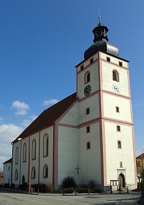 Kostel sv. Víta v Rudolfově, kde byl pokřtěn