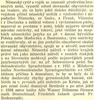 Pasáž textu Ladislava Hegera, týkající se německých nářečí u nás, polemizuje
s románem Alle Wasser Böhmens fliessen nach Deutschland