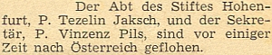 Zpráva o jeho útěku v červenci 1948 přes hranice se objevila na stránkách krajanského měsíčníku s téměř ročním zpožděním