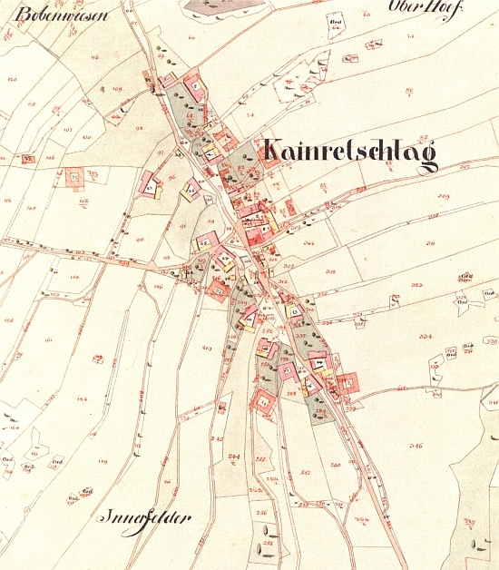 Konratice na císařském otisku stabilního katastru z roku 1826