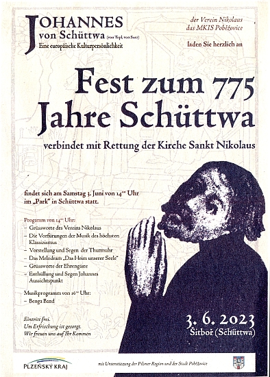 Plakát k oslavě 775. jubilea Šitboře, spojené se záchranou kostela sv. Mikuláše