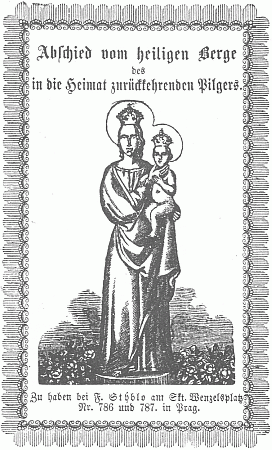 Mariánský obrázek z pouti na Svatou Horu u Příbrami pro ty "do domova se nazpět vracející"