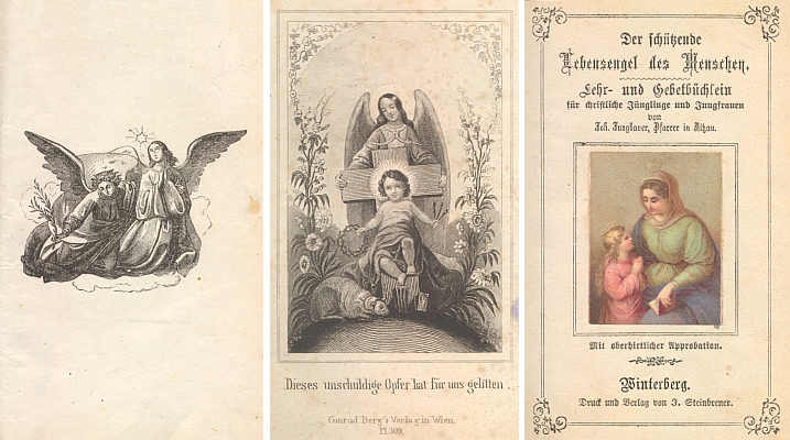 Vazba, patitul, frontispis a titulní list jeho modlitební knihy, vydané bez udání letopočtu u vimperského Steinbrenera