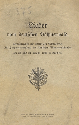 Obálka (1924) publikace ke 40. jubileu DBB i s jeho písňovými texty