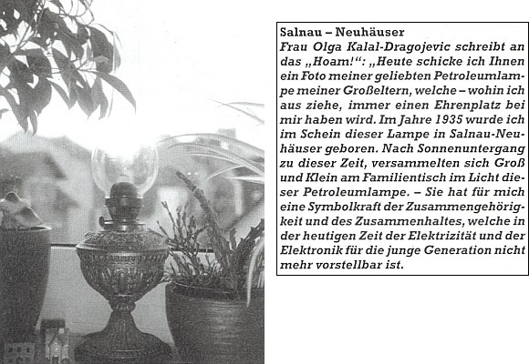 Tady v dopise krajanskému měsíčníku prozradila při snímku petrolejové lampy
svých prarodičů, kdeže se to na Šumavě v jejím svitu narodila