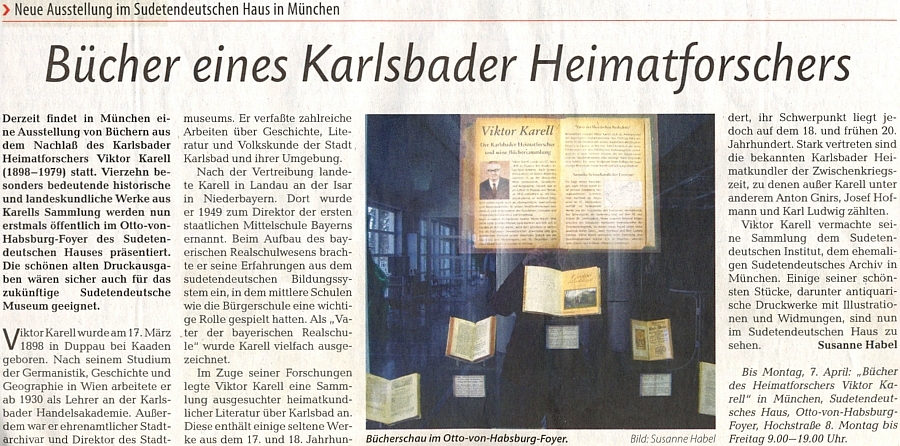 V roce 2014 se v Sudetoněmeckém domě v Mnichově konala výstava knih z jeho pozůstalosti