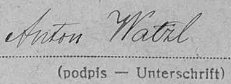 Podpis jejího otce na sčítacím archu z roku 1921