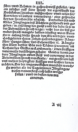 Titulní list (1578) jeho knihy a její český a německý úvod s autorským věnováním