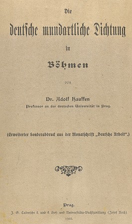 Obálka (1903) výboru německé nářeční
poezie i s jeho verši