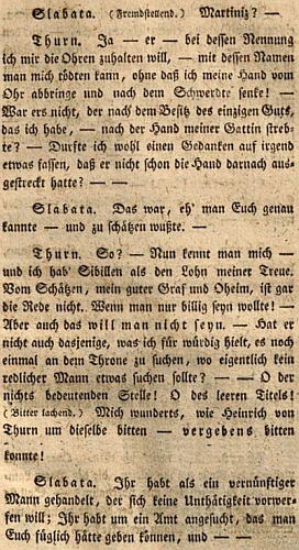 Titulní list lipského vydání jedné z jeho her (1793) a ukázka z ní