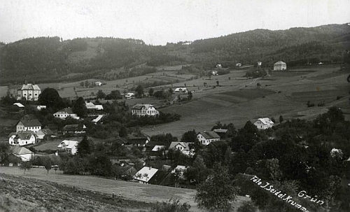 Pohlednice Josefa Seidela s panoramatem Zelené Lhoty